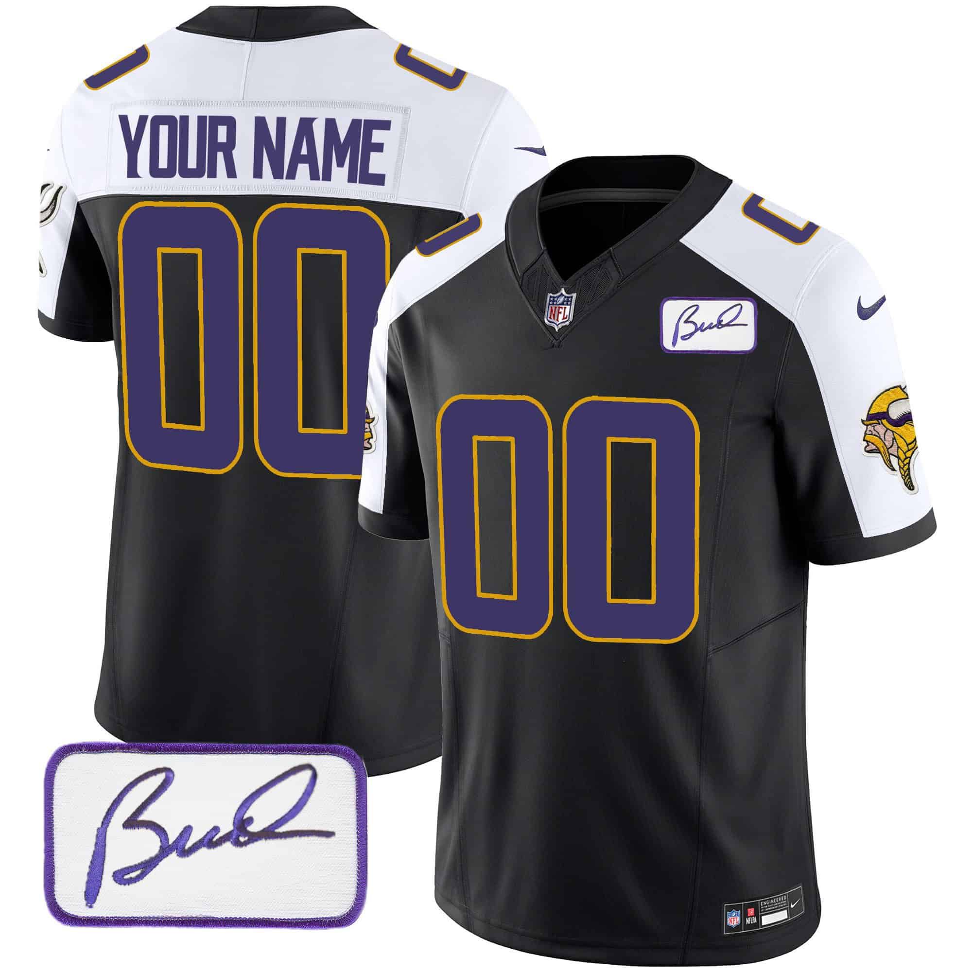Men Minnesota Vikings Black 2024 Nike Bud Grant Patch Classic Limited Custom NFL Jersey style 1
